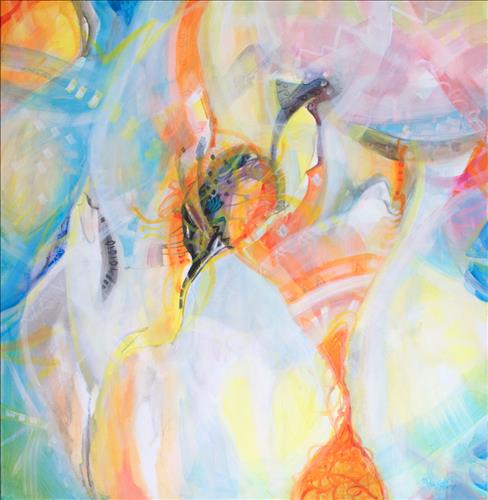 „Čas“, 95 x 90 cm, akryl na platně, r. 2017